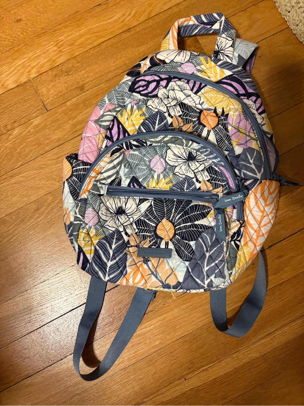 Vera Bradley Quilted Floral Mini Backpack - Navy, Yellow, Pink, Orange